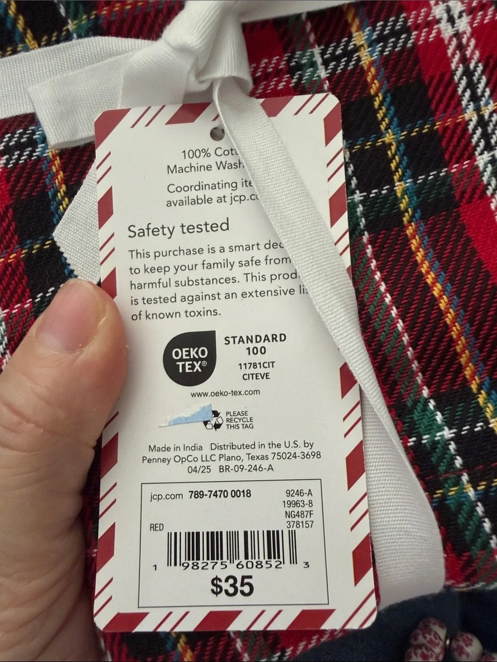 North Pole Trading Co. Red Tartan Plaid Cotton Napkins - Set